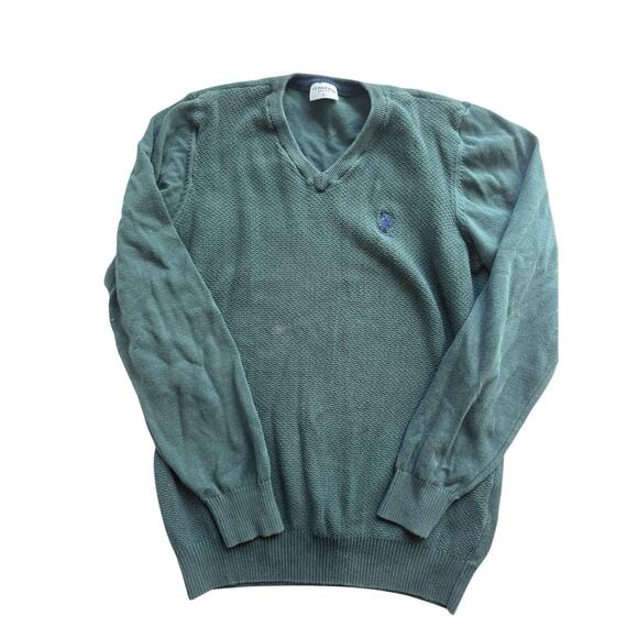 Vintage Mens U.S. Polo Assn V Neck Forrest Green Sweater Small - Picture 1 of 5